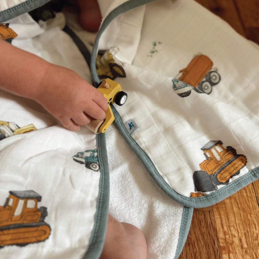Little Unicorn hand-painted designs on towel add whimsy to bath time.