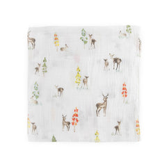 Little Unicorn swaddle shown as stroller cover for on the go.