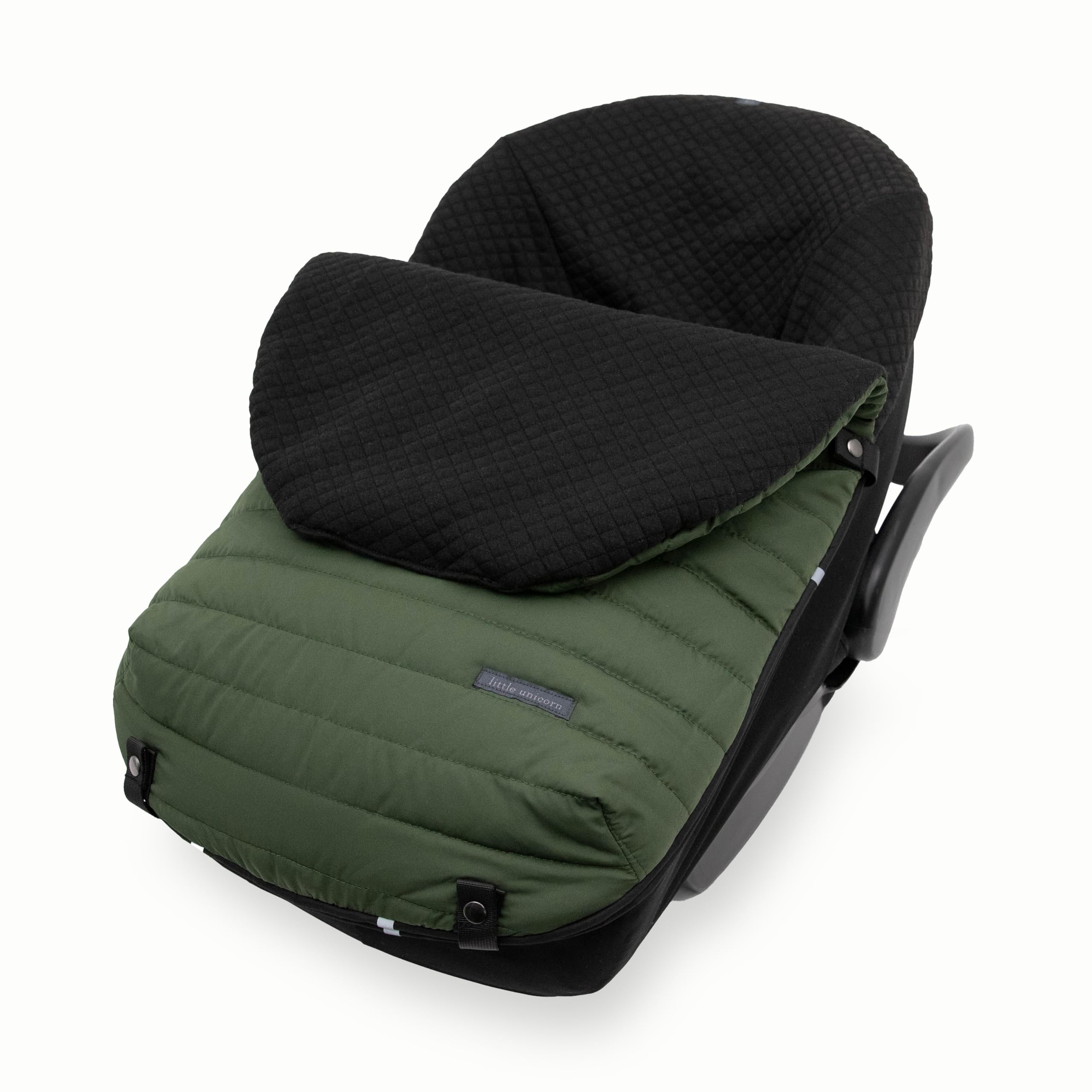 Little Unicorn infant car seat footmuff with open-back design for easier harness access