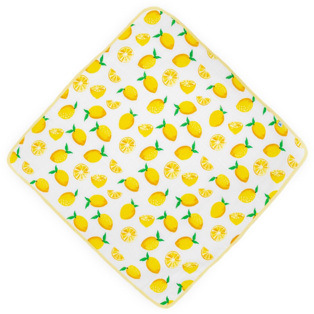 Little Unicorn lemon hooded towel inside terry fabric provides ultra-absorbent drying after bath.