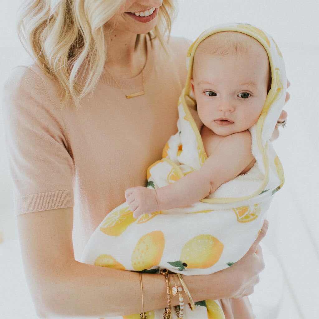 Little Unicorn lemon towel size 30x30 ensures generous wrapping for newborns.