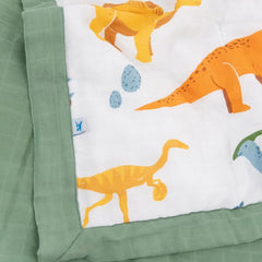 Little Unicorn Lofty Comforter features Dino Names print for playful bedtime.