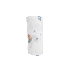Little Unicorn Mermaids Swaddle Folded-Compact demonstrates easy packing for on-the-go care.