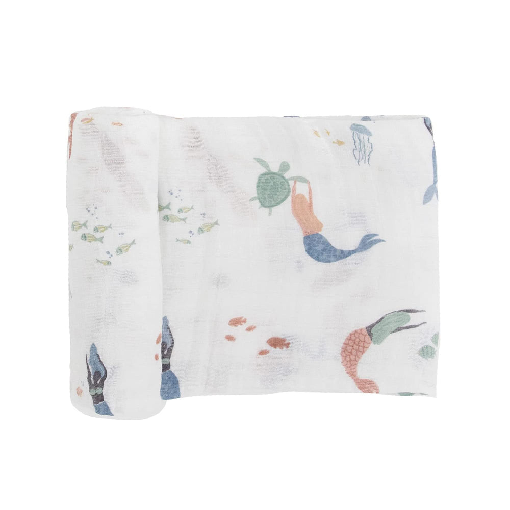 Little Unicorn Mermaids Swaddle Soft-Texture highlights breathable cotton for gentle baby comfort.