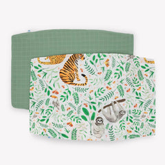 Little Unicorn Mighty Jungle pillowcase envelope-closure keeps the pillow secure during use.