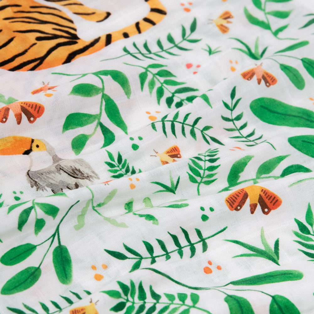 Little Unicorn Mighty Jungle pillowcase machine-washable design stays soft after washes.