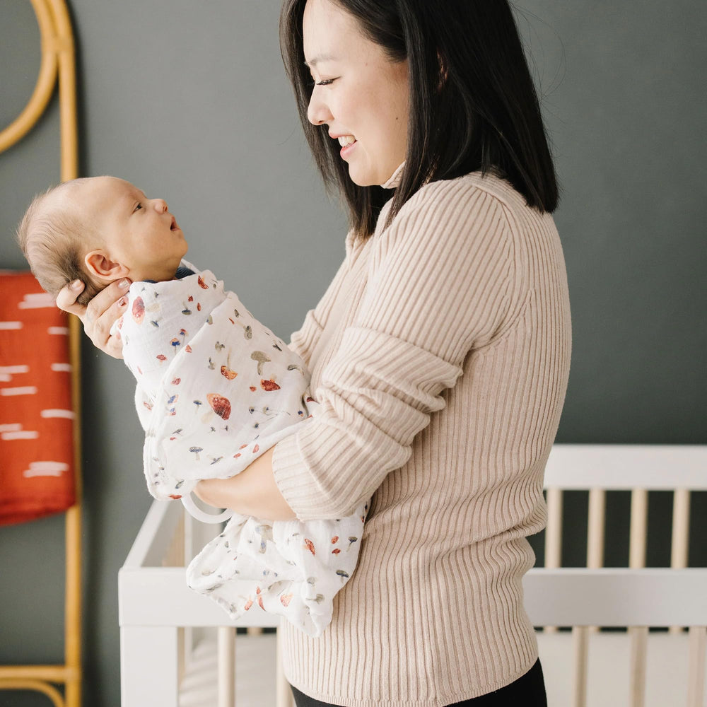 Little Unicorn mushrooms swaddle gift-idea provides a thoughtful baby shower option.