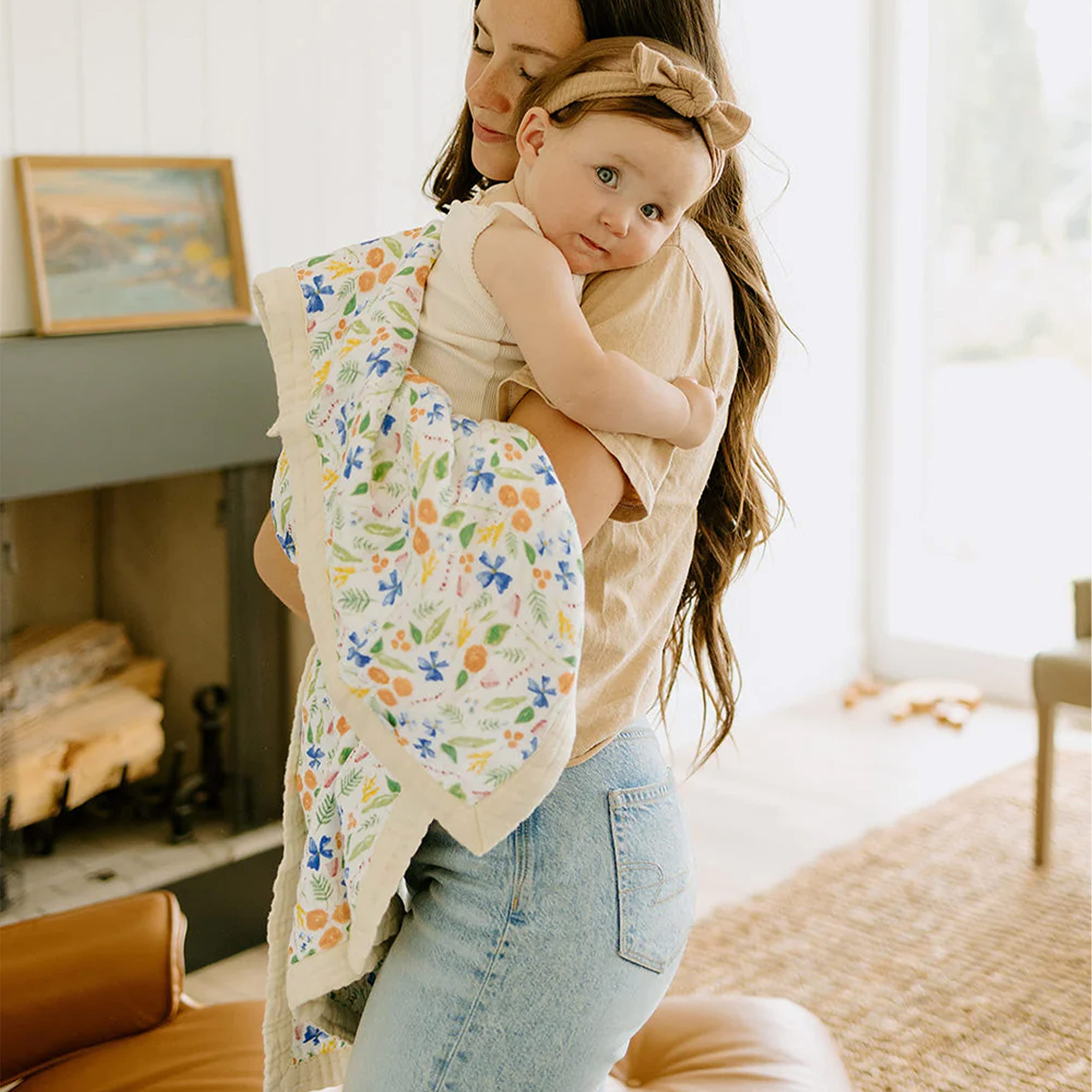 Little Unicorn Mountain Bloom nursery-decor view presents a gift-worthy design for baby showers.