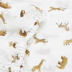 Little Unicorn Organic Cotton Muslin crib sheet closeup highlights premium softness.