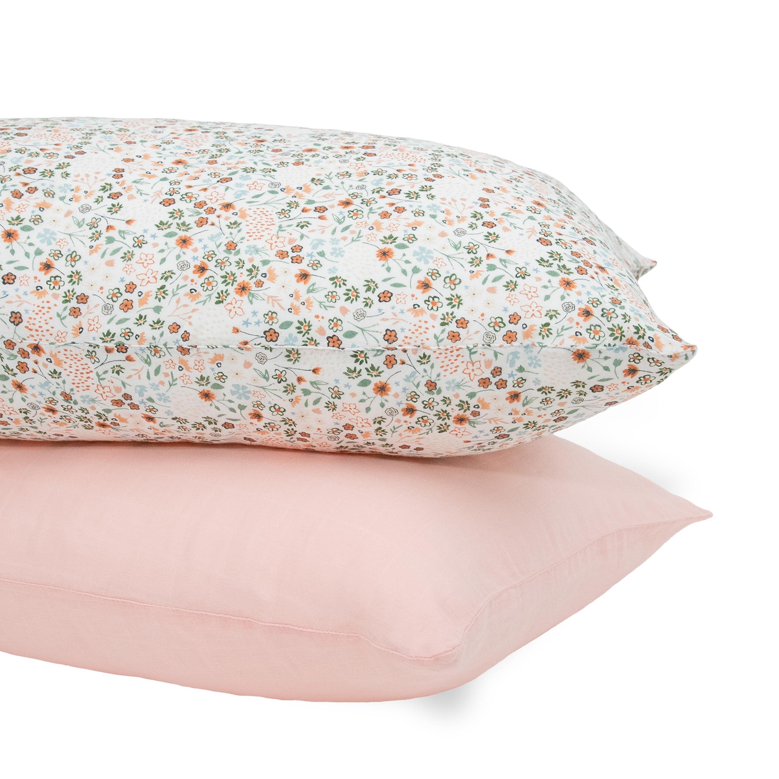 Little Unicorn Standard Pillowcase Petal Press 2-pack closeup shows ultra-soft muslin texture for cozy sleep