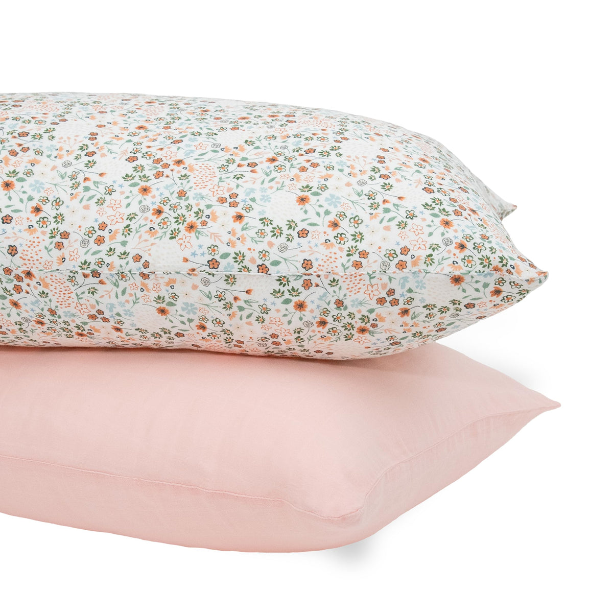 Little Unicorn Standard Pillowcase Petal Press 2-pack closeup shows ultra-soft muslin texture for cozy sleep