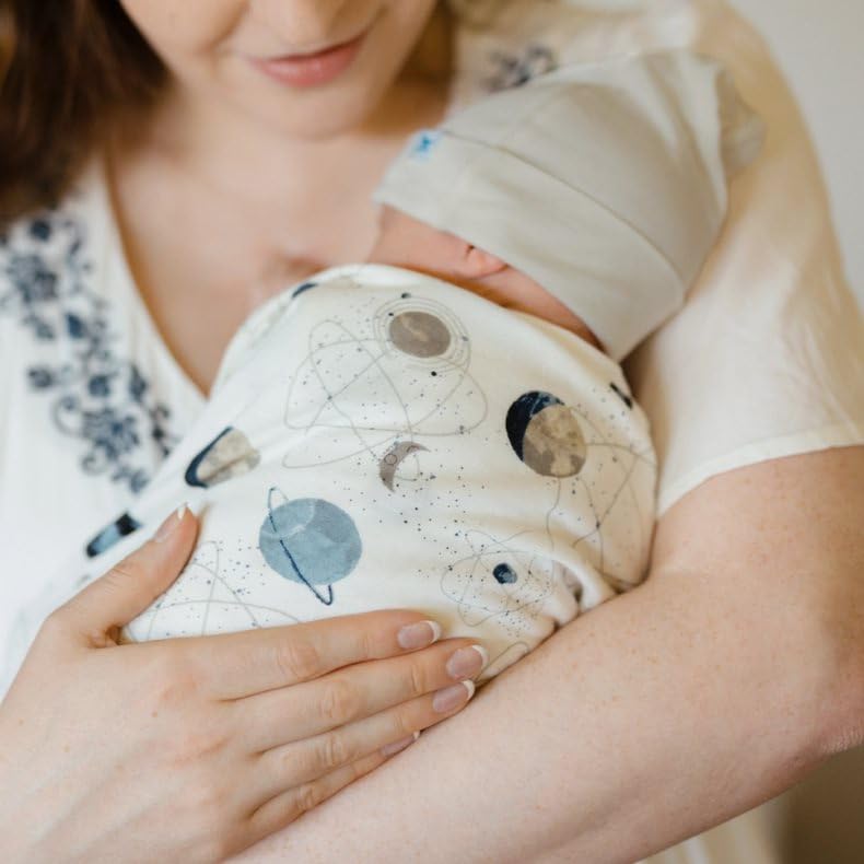Little Unicorn planets swaddle two-pack with cozy fabrics for easy rotation