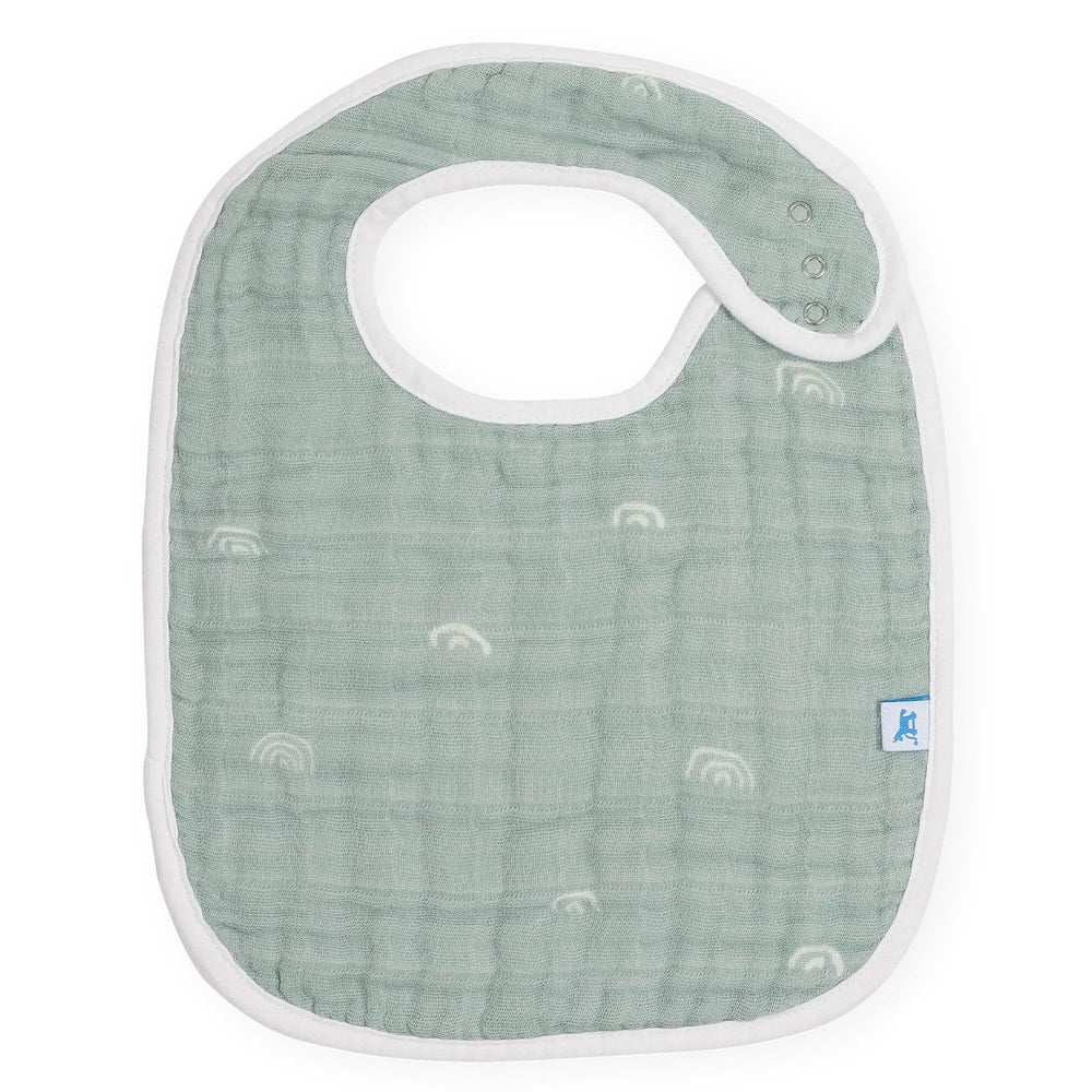 Little Unicorn Premium Classic Bib three-layer muslin absorbs drips and spills