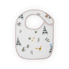 Little Unicorn Premium Classic Bib Forest Friends 2—adjustable 3-snap fit stays snug as babies grow.