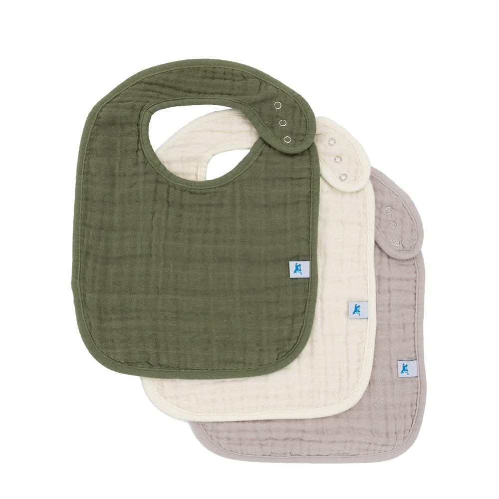 Little Unicorn Premium Classic Bib pack closeup showing soft fabric and absorbent layers for meals.