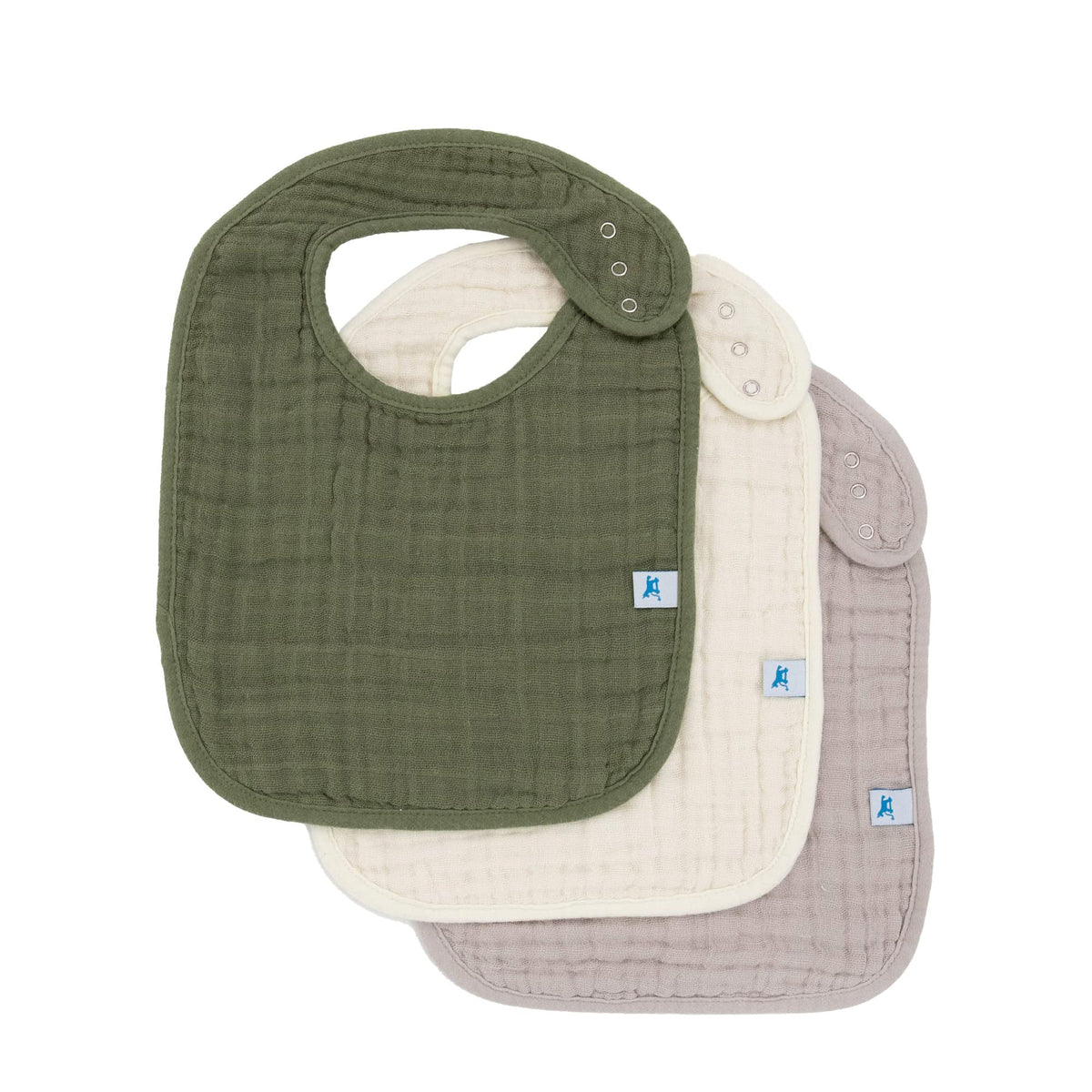 Little Unicorn Premium Classic Bib pack closeup showing soft fabric and absorbent layers for meals.
