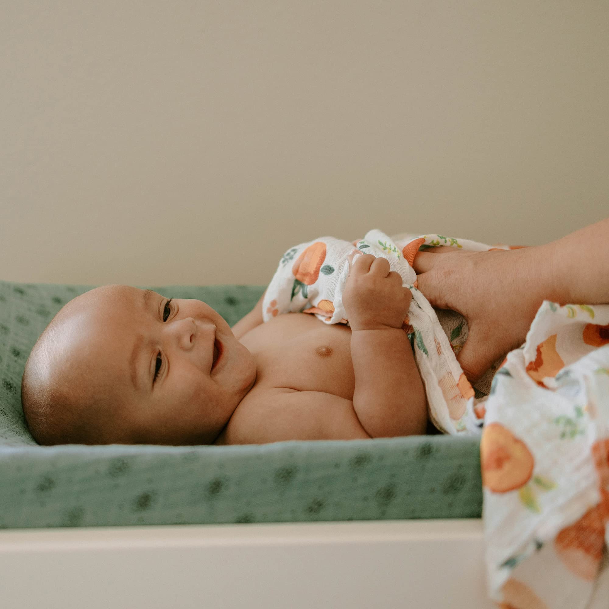 Little Unicorn premium cotton swaddle fabric closeup highlights soft breathable texture