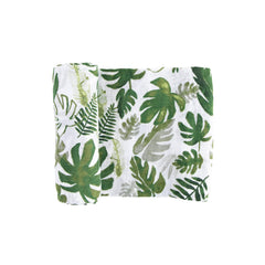 Little Unicorn premium cotton swaddle Tropical Leaf closeup shows soft breathable fabric for newborn comfort