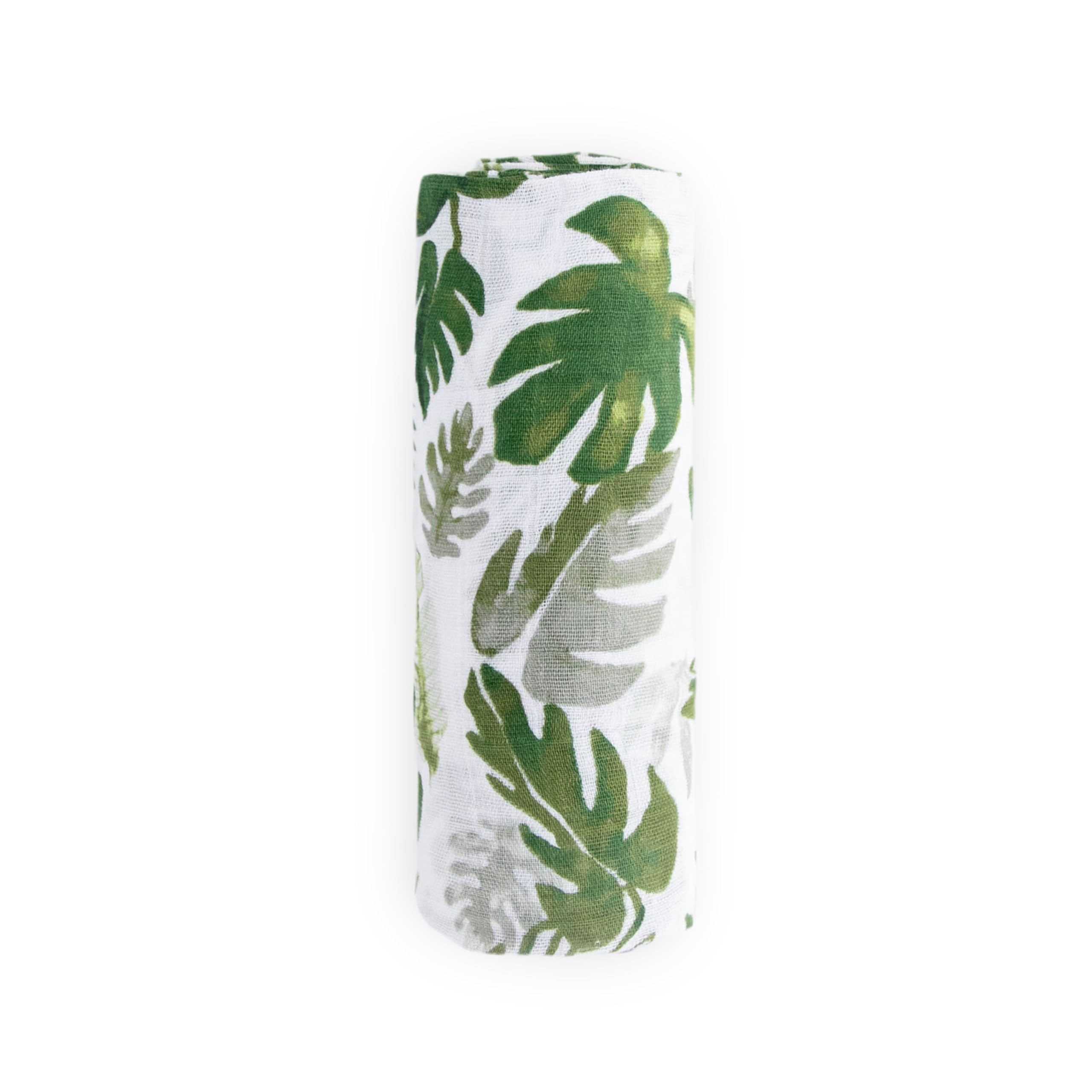 Little Unicorn swaddle Tropical Leaf laid flat for tummy time and play sessions