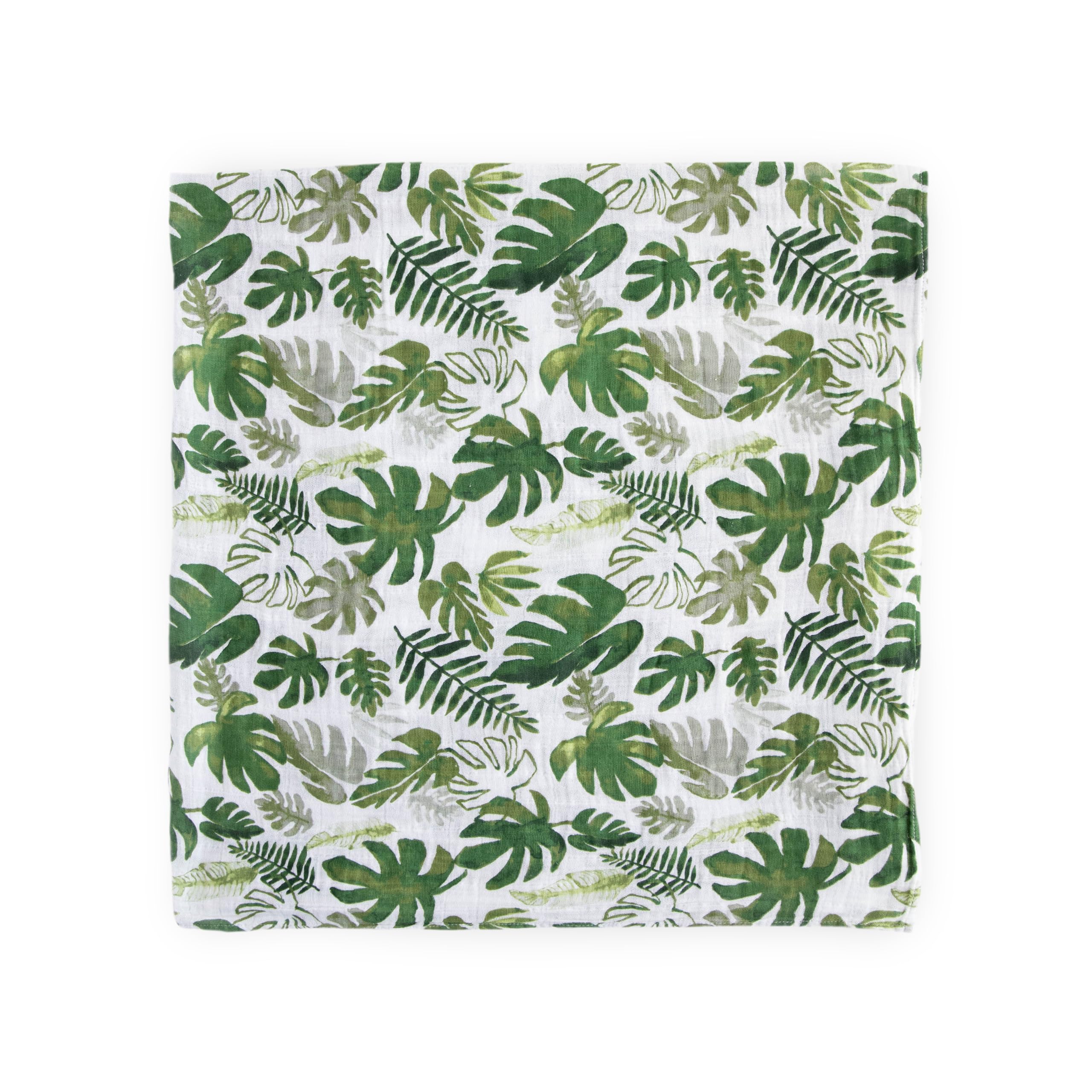 Little Unicorn Tropical Leaf swaddle in stroller outing demonstrates breathable comfort