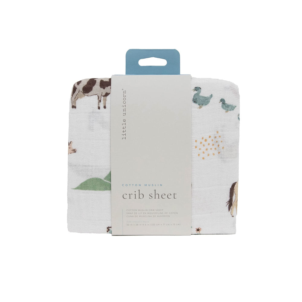 Little Unicorn Premium Crib Sheet Farmyard print bright nursery vibe for baby