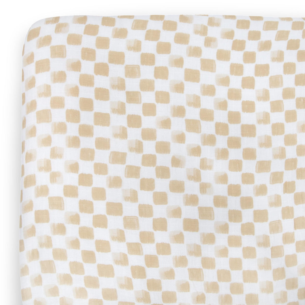 Little Unicorn Premium Crib Sheet closeup of soft muslin fabric for breathable baby comfort.