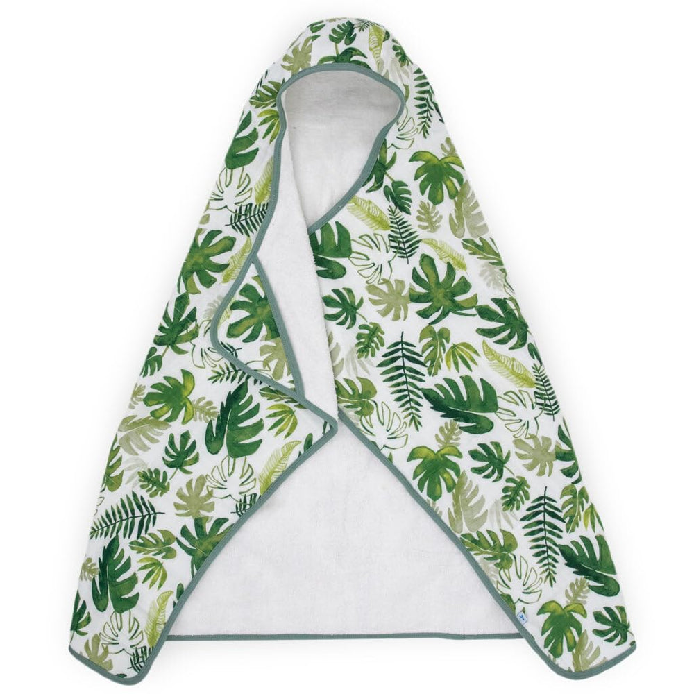 Little Unicorn premium hooded bath towel handpainted design tropical leaf offers playful style