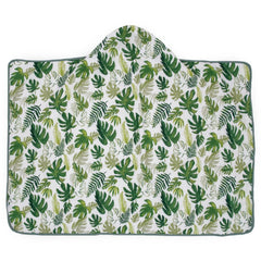 Little Unicorn premium hooded bath towel tropical leaf folded display highlights large size