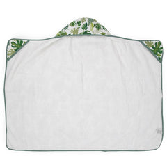 Little Unicorn premium hooded bath towel tropical leaf front view shows absorbent fabric and cozy design