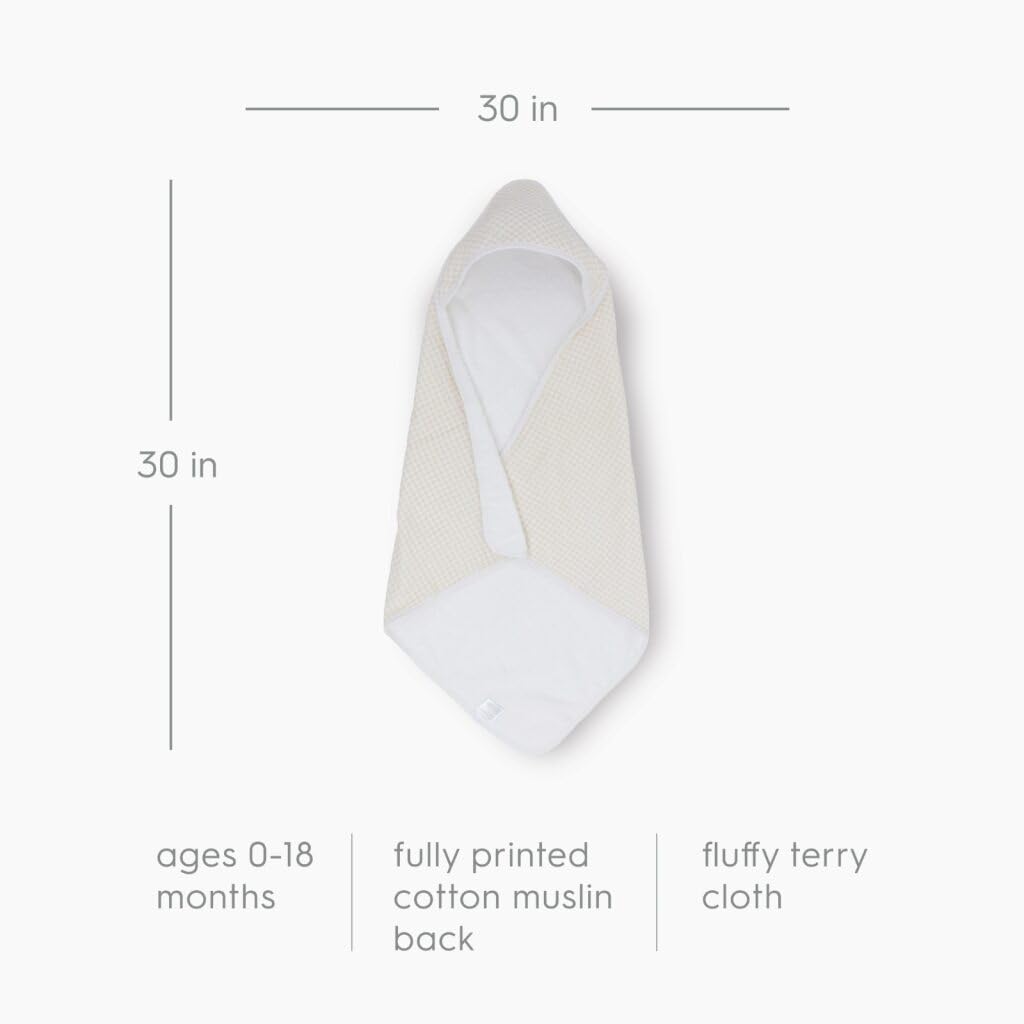 Little Unicorn Premium Infant Hooded Bath Towel, cotton muslin backing for softness