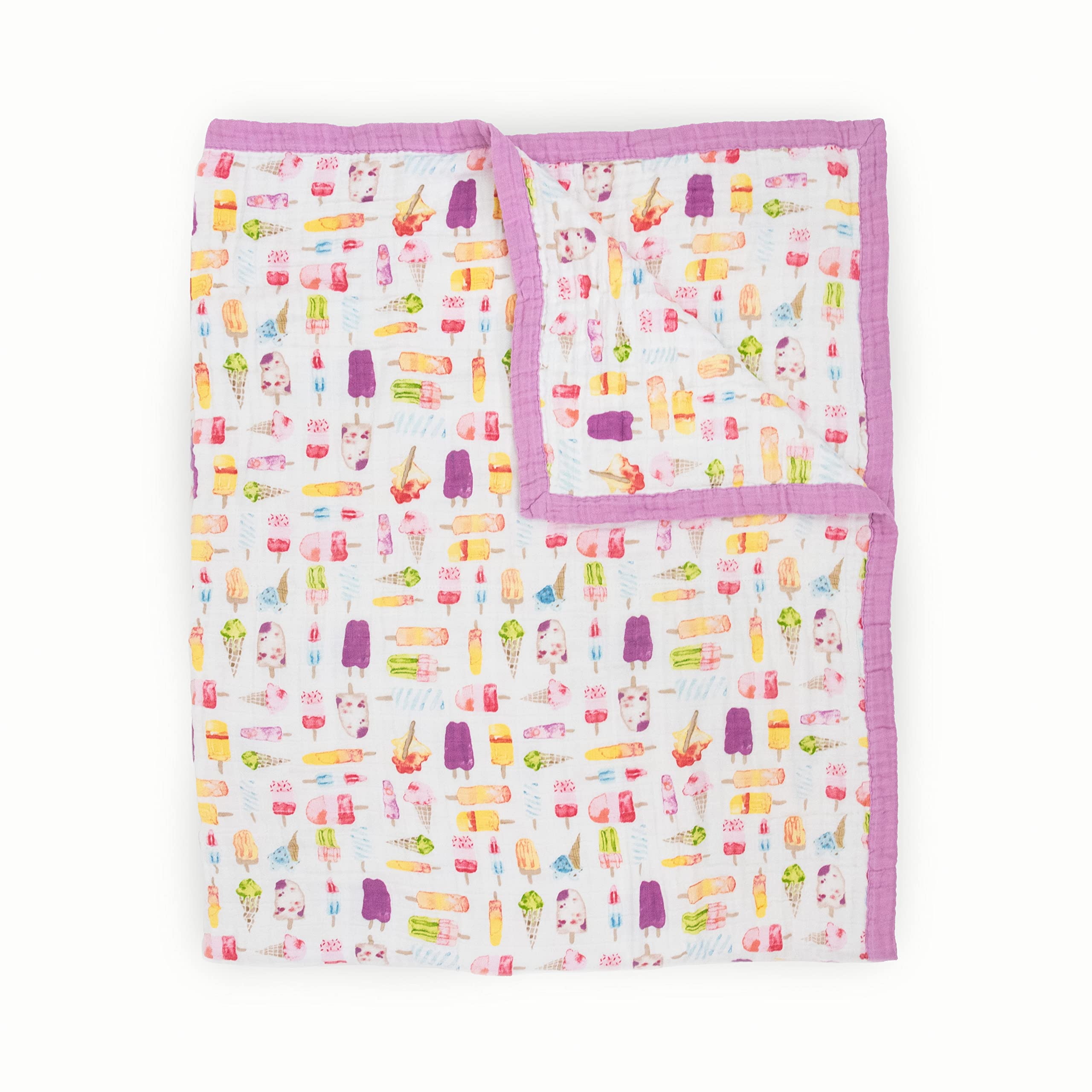 Little Unicorn premium quilt close-up showing multi-layer muslin texture for soft warmth and breathable comfort