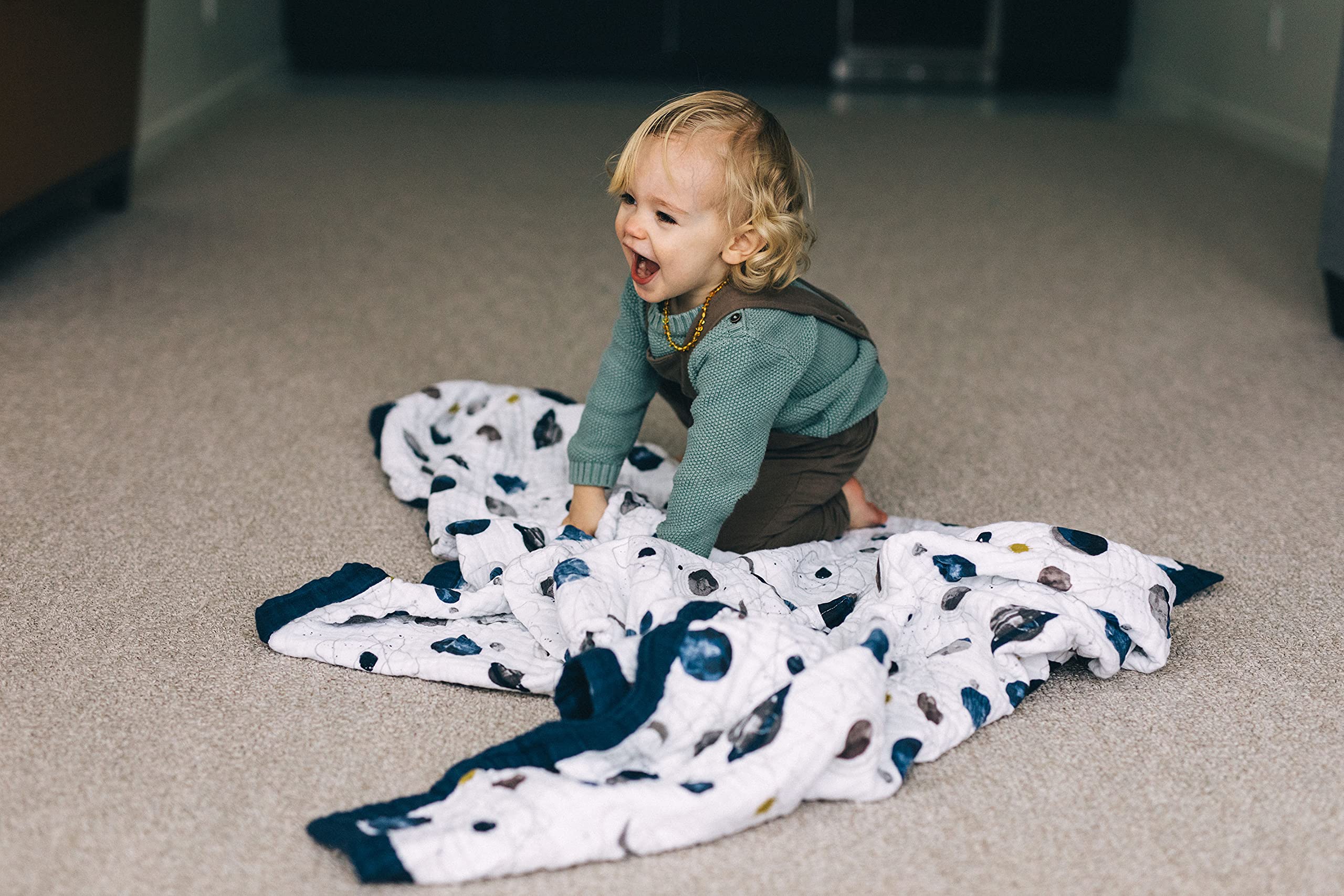 Little Unicorn Premium Quilted Throw Planetary playtime surface ideal for kids