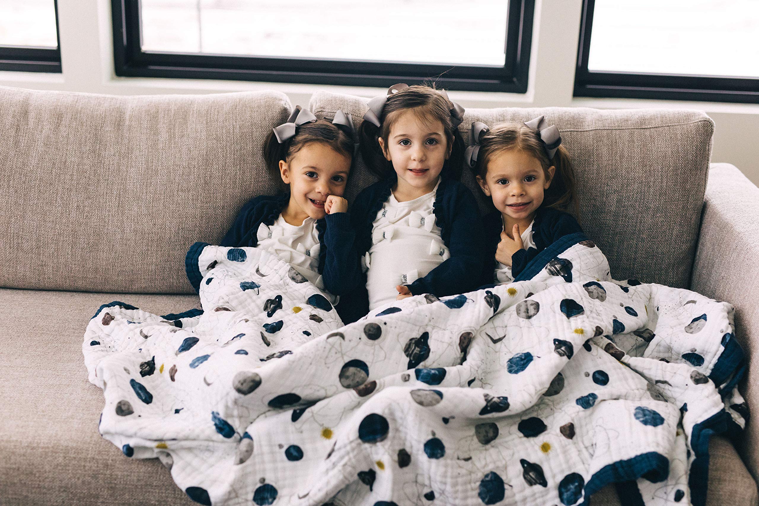Little Unicorn Premium Quilted Throw Planetary reverse fabric side enhances color and style