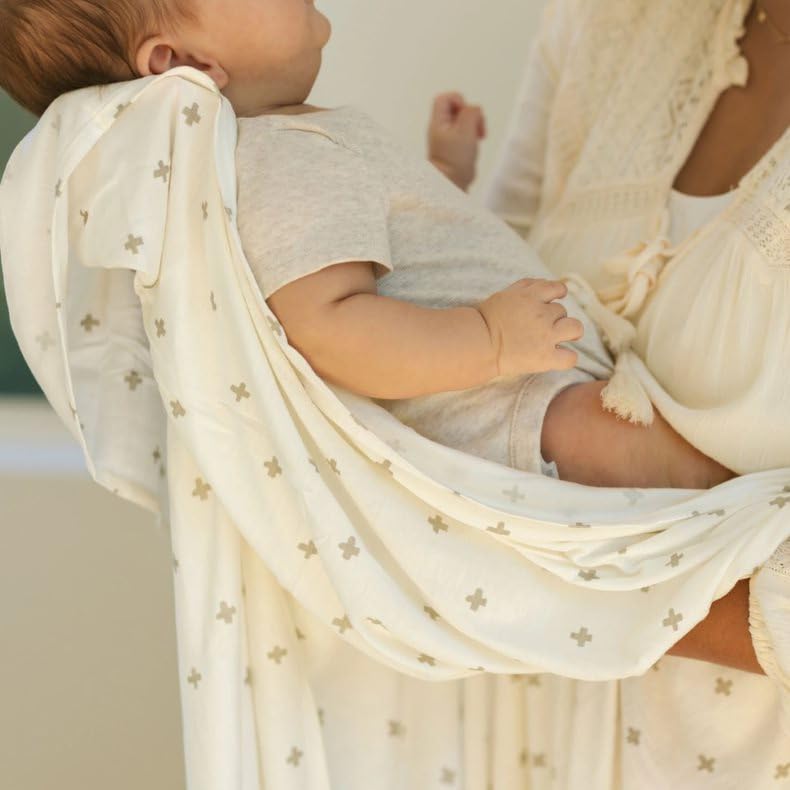 Little Unicorn Grey Cross swaddle remains breathable and durable for indoor-outdoor use.