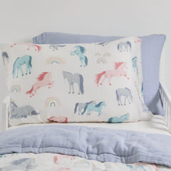Little Unicorn standard pillowcase envelope closure keeps pillow secure and neat.
