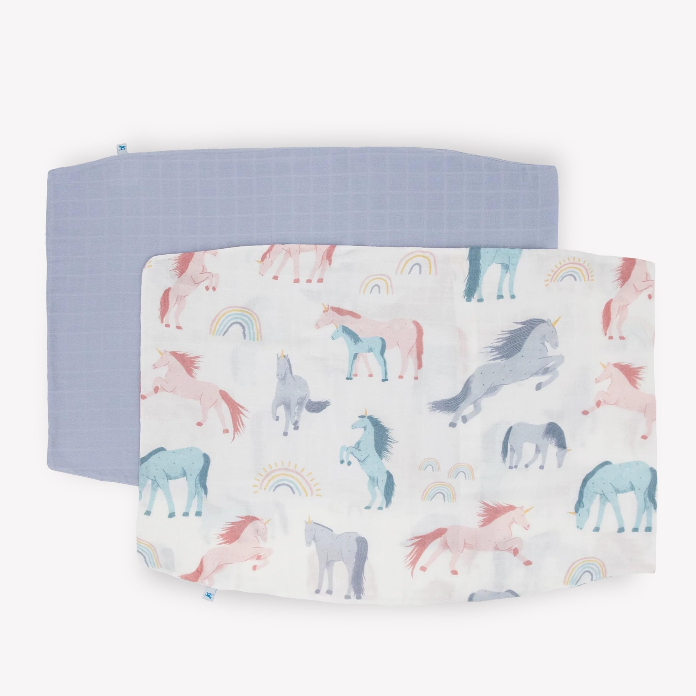 Little Unicorn standard pillowcase 2-pack highlights breathable muslin texture for cooler nights.