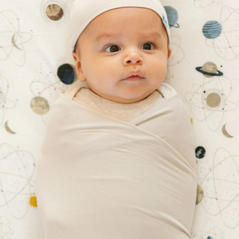 Little Unicorn premium stretch-knit Pebble closeup shows warm, snug feel for peaceful nights.