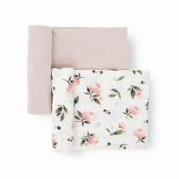 Little Unicorn Watercolor Rose swaddle front view highlights buttery-soft stretch fabric
