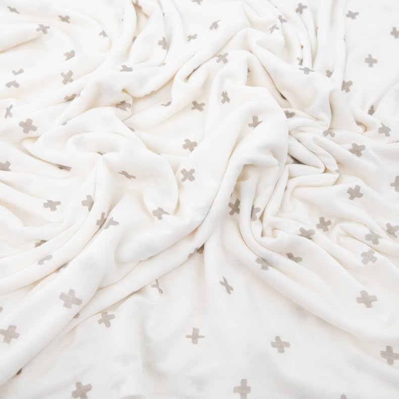 Little Unicorn swaddle blanket grey cross laid flat to show buttery-soft texture.