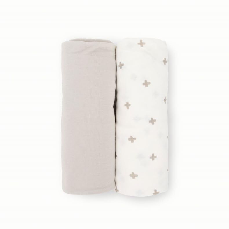 Little Unicorn swaddle blanket grey cross drying for fast reuse.