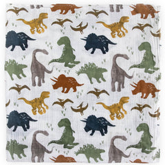 Little Unicorn dino friends blanket shown in unisex design for various uses