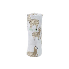 Little Unicorn swaddle folded display compact travel-friendly blanket for on-the-go.
