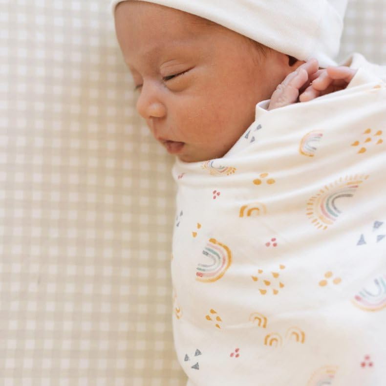 Little Unicorn rainbows swaddle is machine-washable and dryer-safe for busy families.