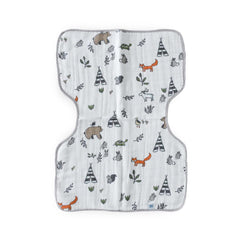 Little Unicorn Ultra-Absorbent Burp Cloth Forest Friends, folded neatly for spill protection.
