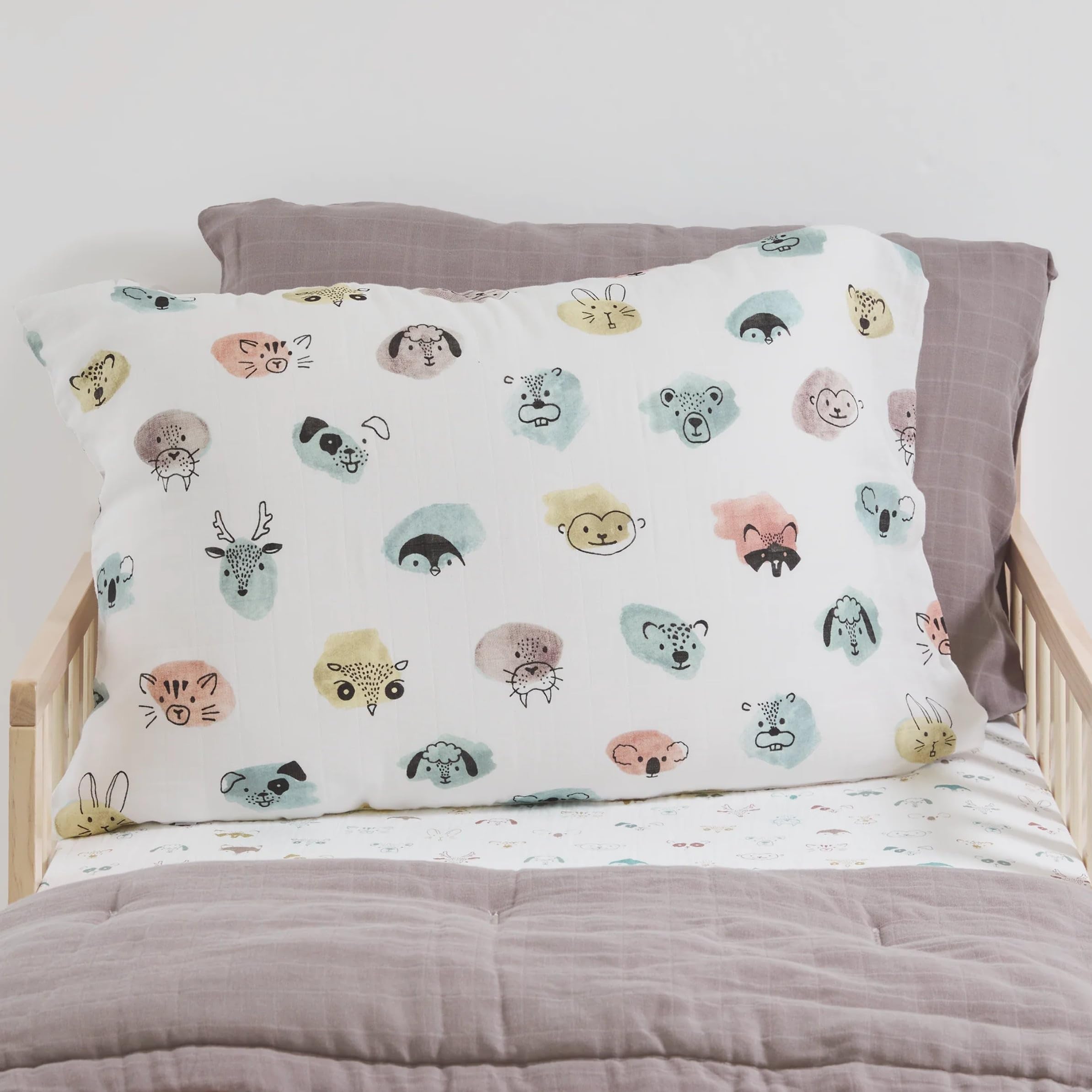 Little Unicorn pillowcase with envelope closure demonstrates secure pillow fit