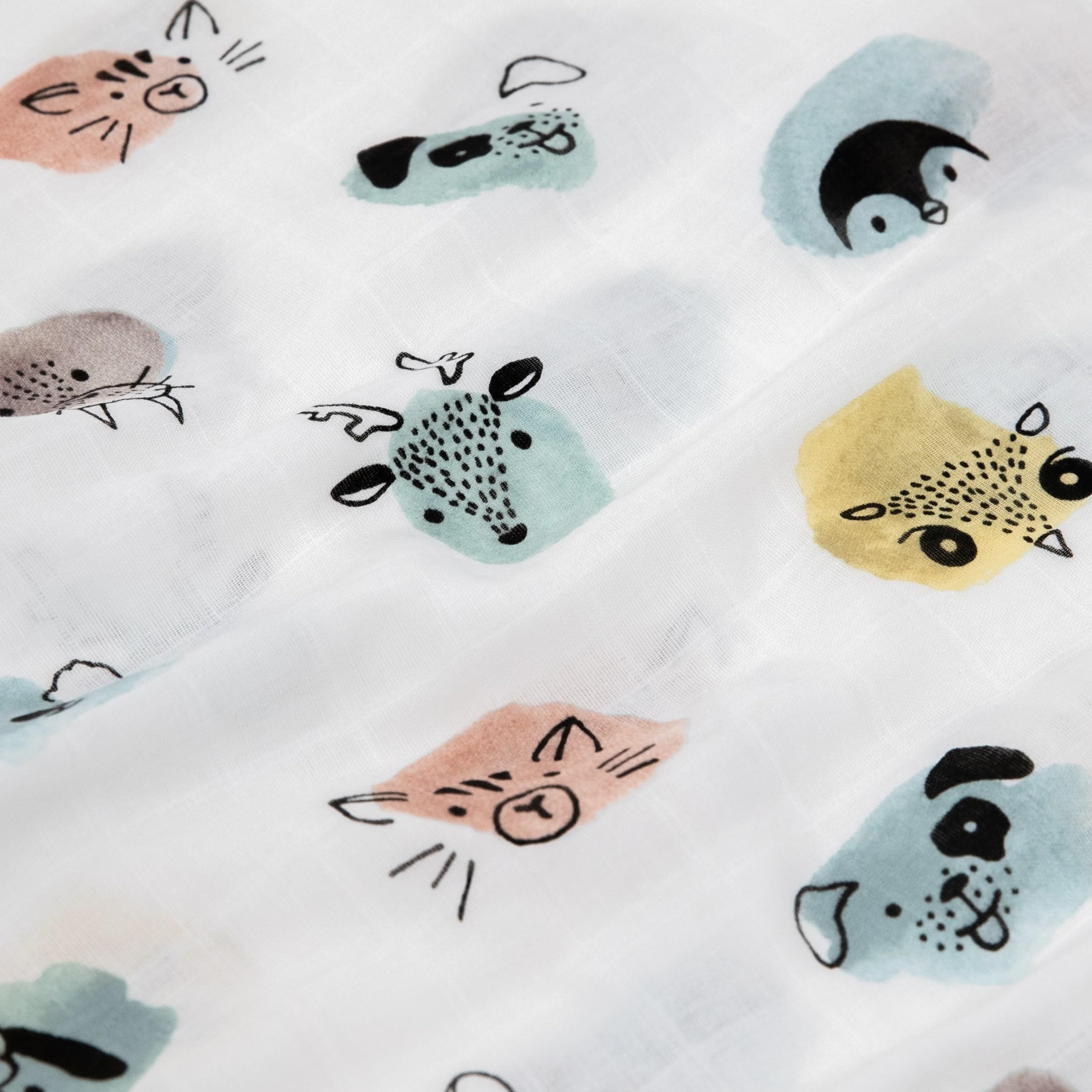 Little Unicorn watercolor critters pillowcase folded to reveal 19x27 inch size