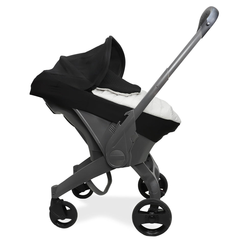 Little Unicorn Winter Car Seat Cover universal fit demonstrates easy install for most infant seats.