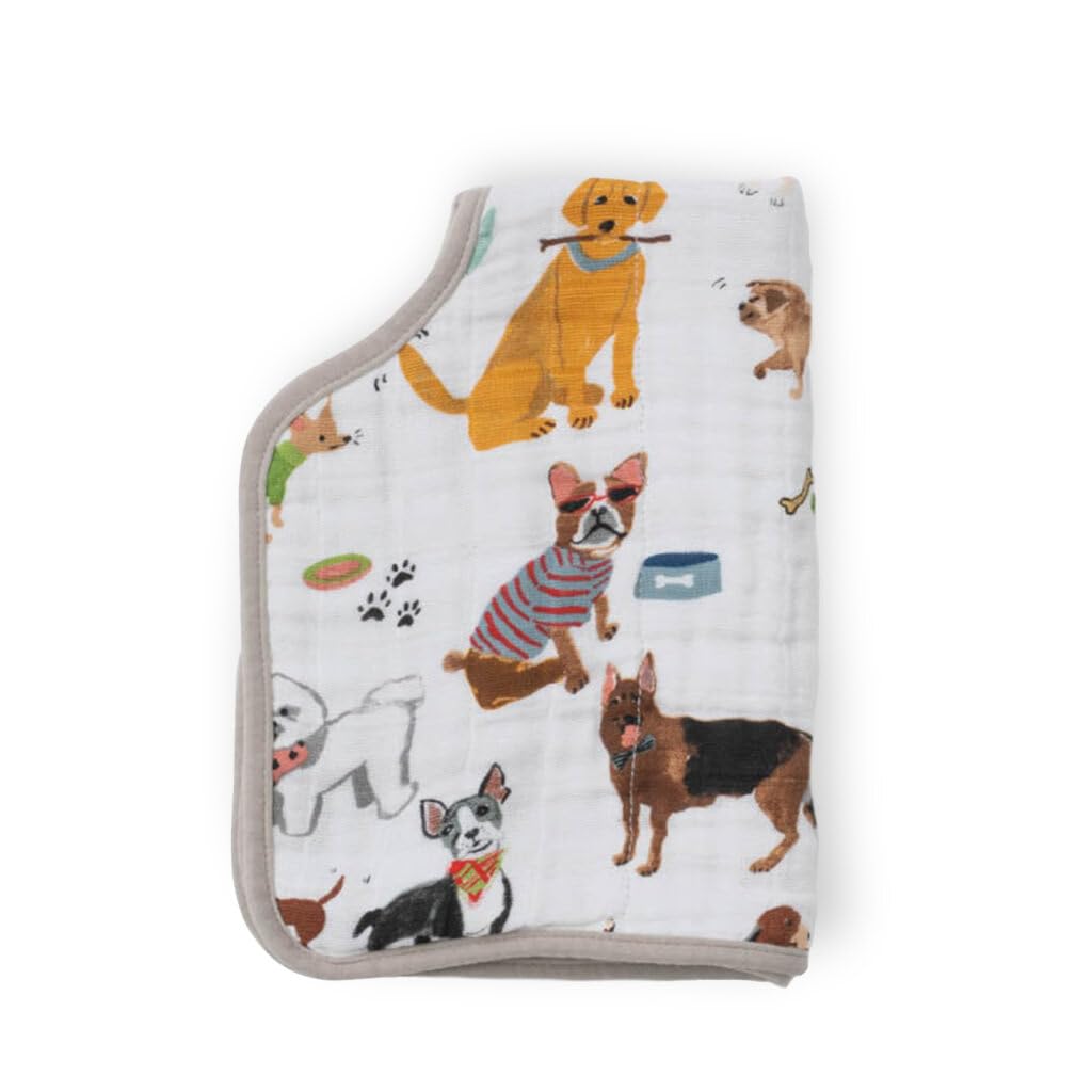 Little Unicorn Woof burp cloth is machine washable and dryer safe for busy days.