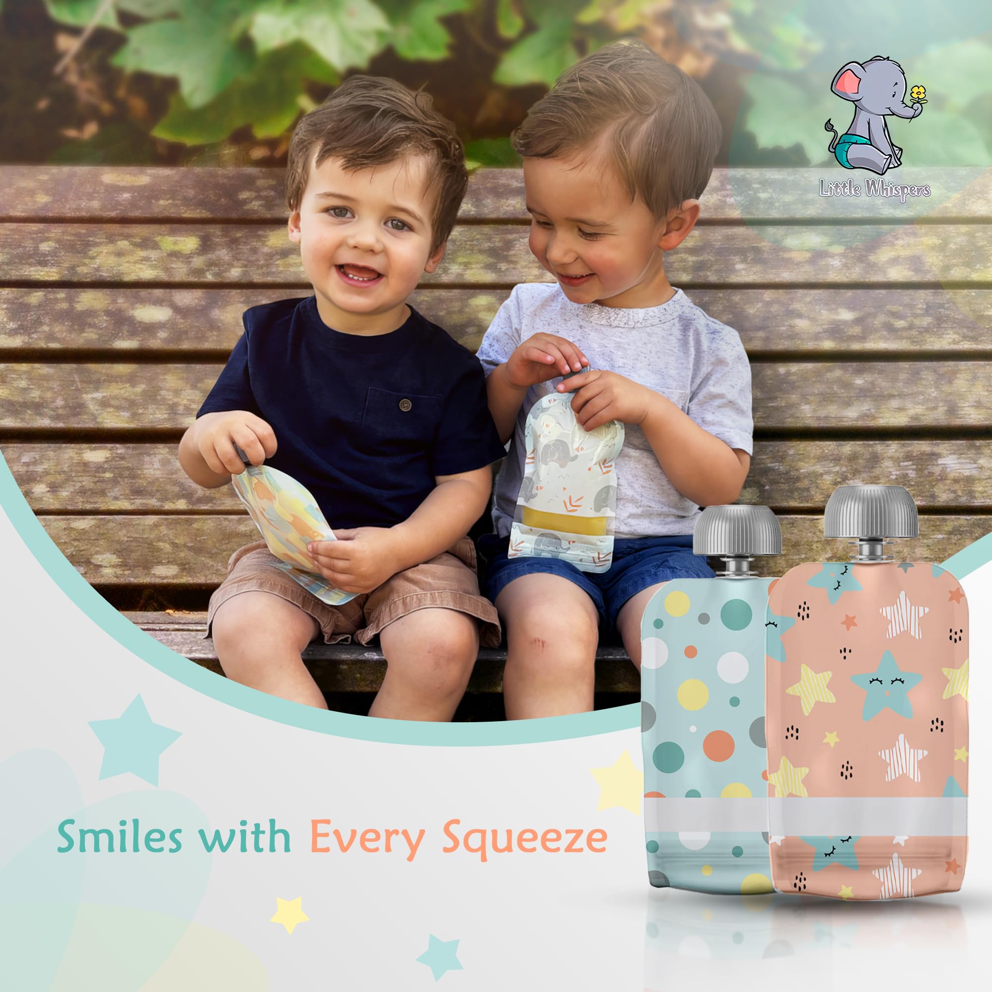 Little Whispers leak-proof spout cap shown for mess-free feeding.
