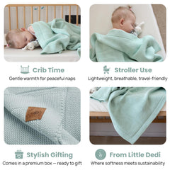 Little Dedi stroller-ready sage blanket ideal for on-the-go comfort